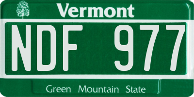 VT license plate NDF977