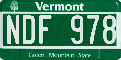 VT license plate NDF978