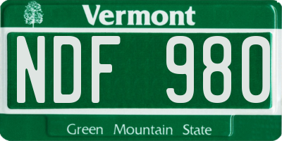 VT license plate NDF980