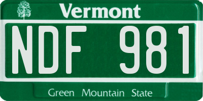 VT license plate NDF981