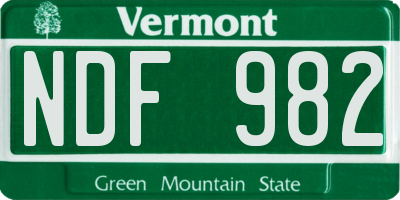 VT license plate NDF982