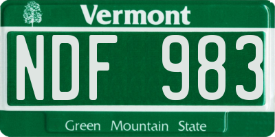 VT license plate NDF983