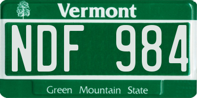 VT license plate NDF984