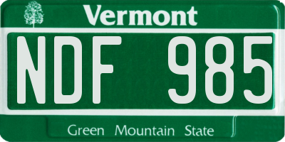 VT license plate NDF985
