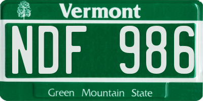 VT license plate NDF986