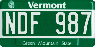 VT license plate NDF987