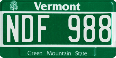VT license plate NDF988