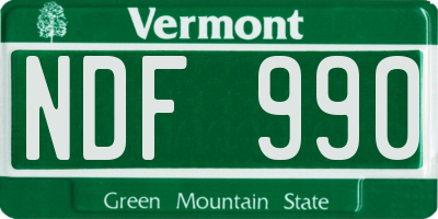 VT license plate NDF990