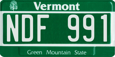 VT license plate NDF991