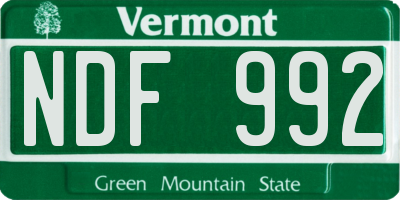 VT license plate NDF992