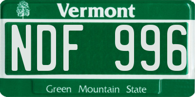 VT license plate NDF996