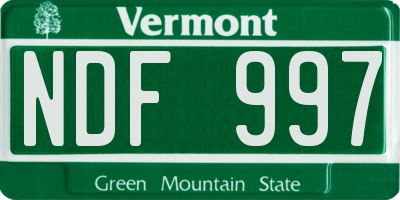 VT license plate NDF997