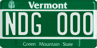 VT license plate NDG000