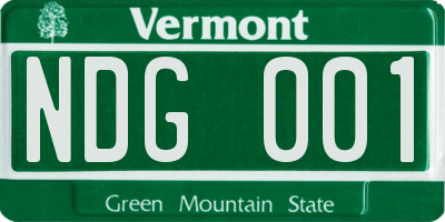 VT license plate NDG001