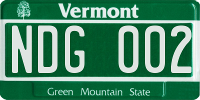 VT license plate NDG002