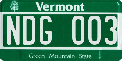 VT license plate NDG003
