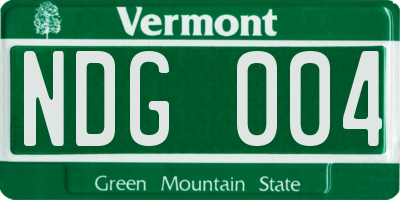 VT license plate NDG004
