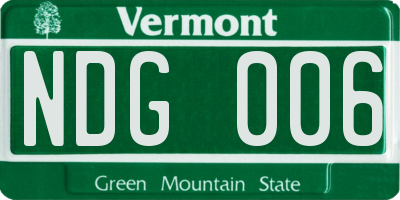 VT license plate NDG006