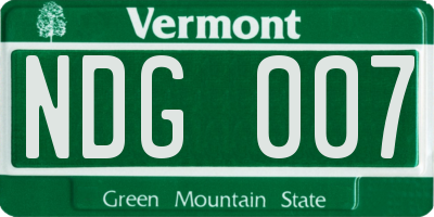 VT license plate NDG007