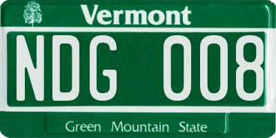 VT license plate NDG008