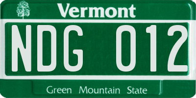 VT license plate NDG012