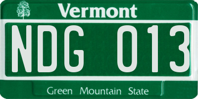 VT license plate NDG013