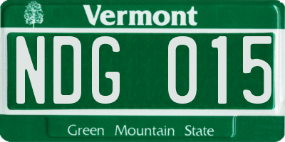 VT license plate NDG015