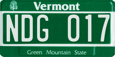 VT license plate NDG017