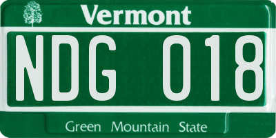 VT license plate NDG018