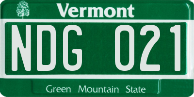 VT license plate NDG021