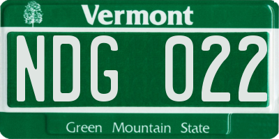 VT license plate NDG022