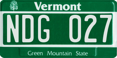 VT license plate NDG027