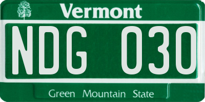 VT license plate NDG030