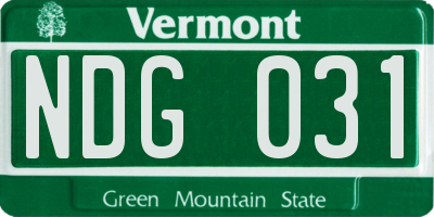 VT license plate NDG031
