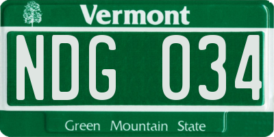 VT license plate NDG034