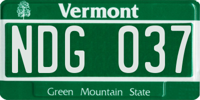 VT license plate NDG037