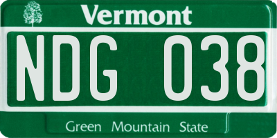 VT license plate NDG038