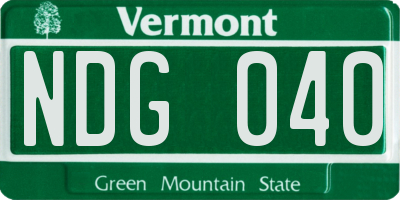 VT license plate NDG040