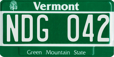 VT license plate NDG042