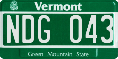 VT license plate NDG043