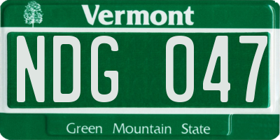 VT license plate NDG047