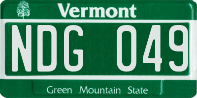 VT license plate NDG049