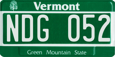VT license plate NDG052