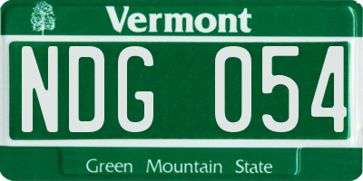 VT license plate NDG054