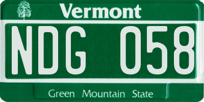 VT license plate NDG058