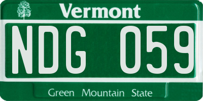 VT license plate NDG059