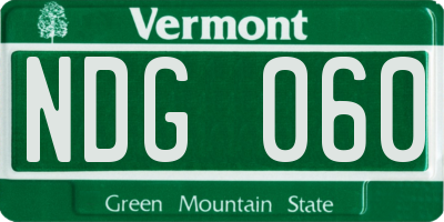 VT license plate NDG060