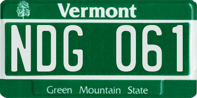 VT license plate NDG061