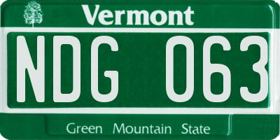 VT license plate NDG063
