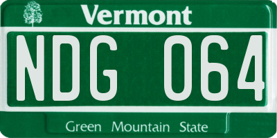 VT license plate NDG064